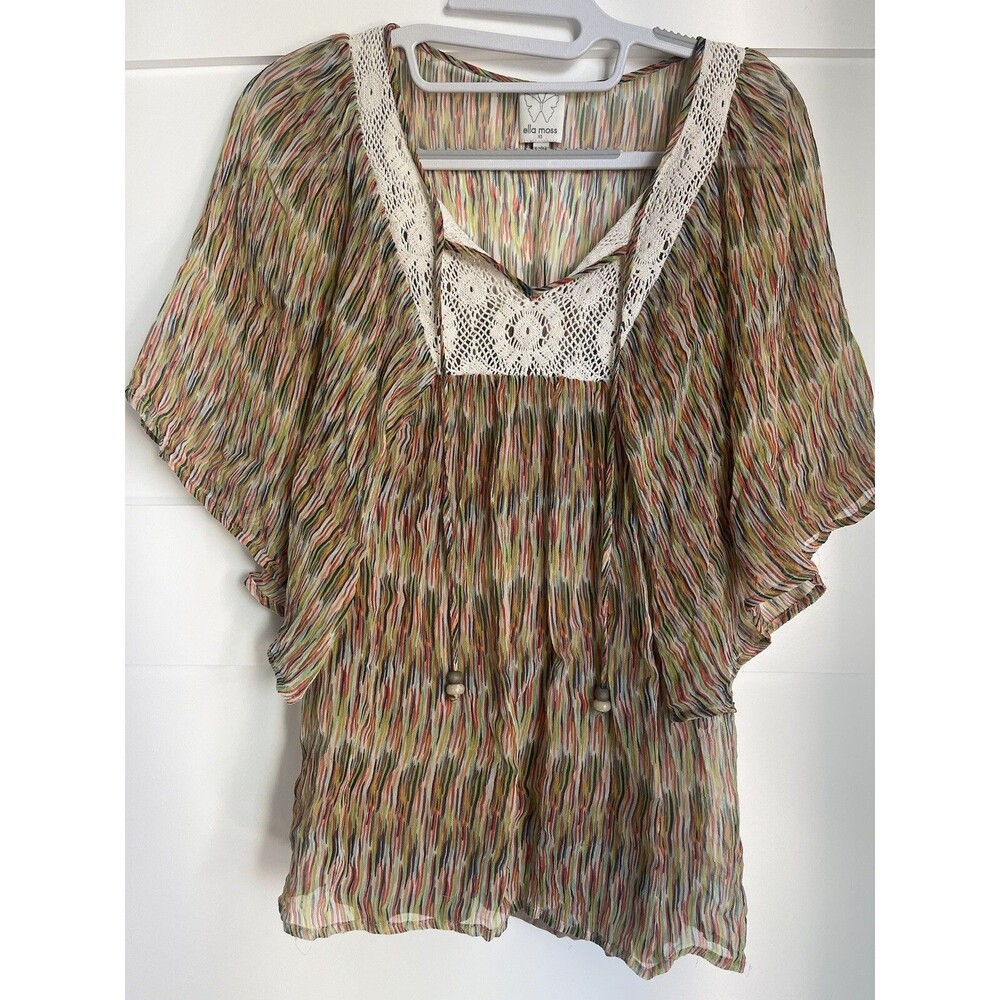 Ella Moss Sheer Lace Top Blouse XS Boho Beach Anthropologie - Picture 2 of 11